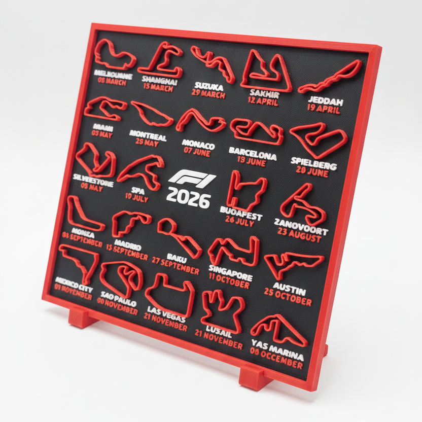 Calendario F1 2026 fechas circuitos 15x17cm