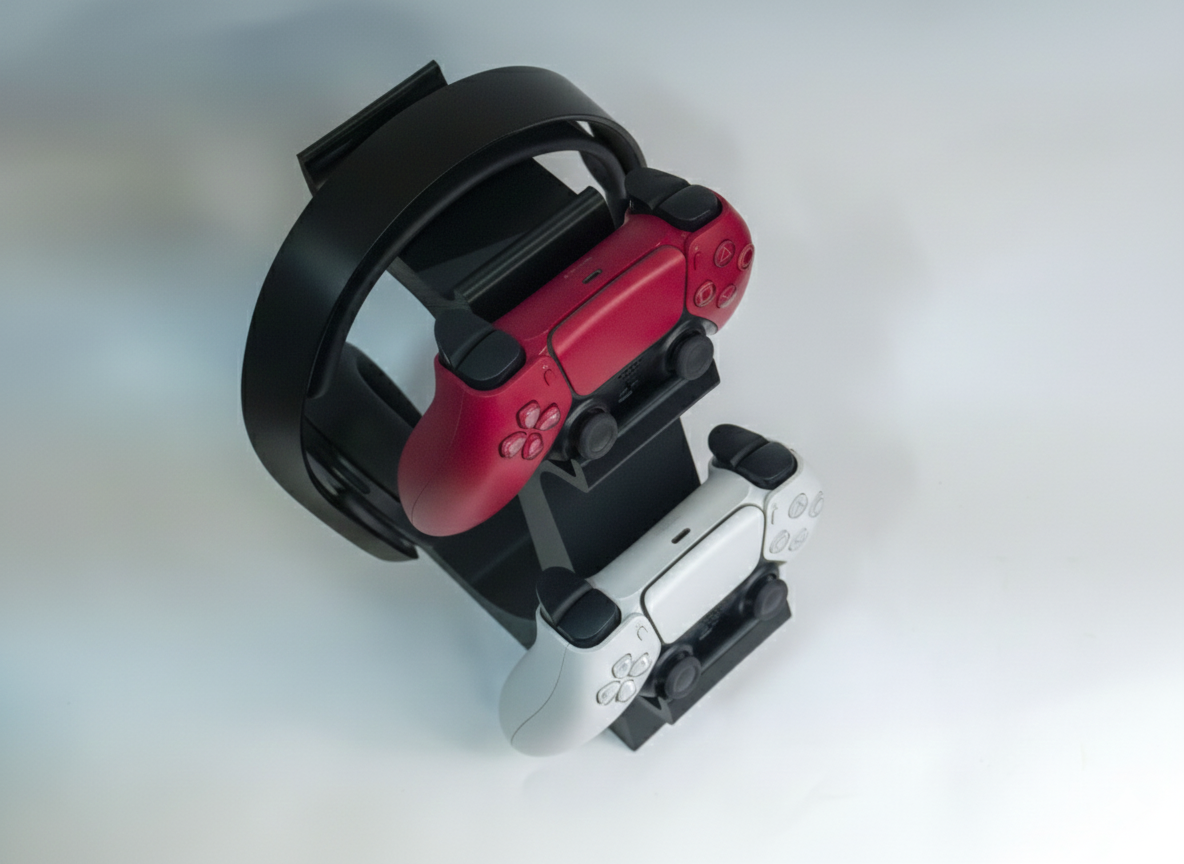 Soporte 2 Mandos y Audífonos - Stand Gaming Premium