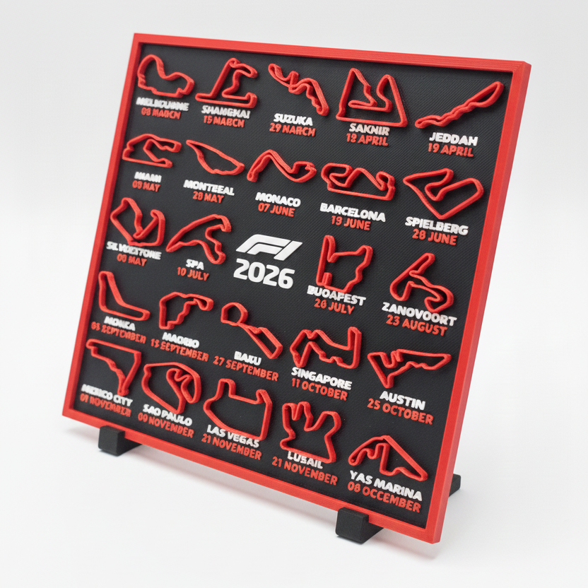Calendario F1 2026 fechas circuitos 15x17cm